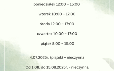 Godziny otwarcia Filii nr 2 w okresie wakacyjnym
